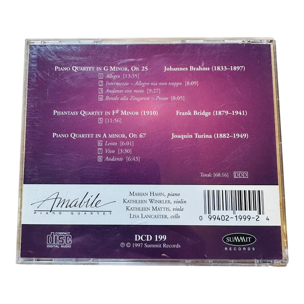 Summit Records Amabile Piano Quartet CD Audio Brahms Bridge Turina Classical - Picture 2 of 2